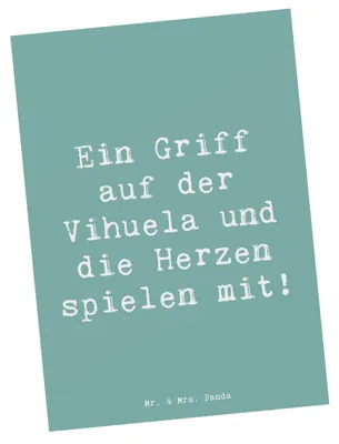 Produktbild von Mr. & Mrs. Panda Postkarte Spruch Vihuela Herzklang - Meeresbrise - Geschenk, Renaissance, Musik, Postkarten, Fotokarte, Saiteninstrument, Lernen, bildkarte, Musiker
