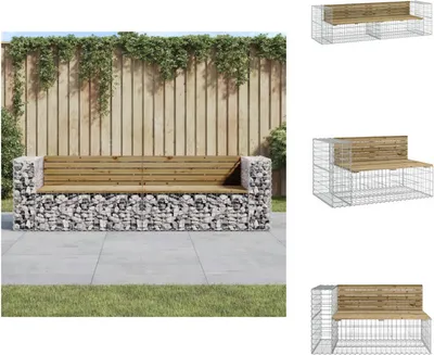 Obrázek produktu pro vidaXL Gabionová zahradní lavice 244x71x65,5 cm z impregnovaného borovicového dřeva - Zahradní lavice