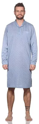 Produktbild von Herren Nachthemd langarm Sleepshirt mit Kragen; Hellgrau/M