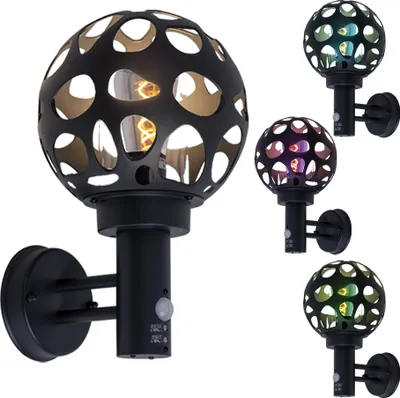 Produktbild von RGB LED Wandleuchte, Edelstahl, anthrazit, Bewegungsmelder, H 31,7 cm