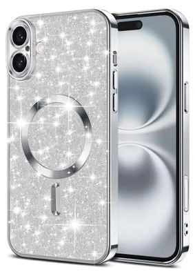 Obrázek produktu pro Techsuit třpytivý zadní kryt s MagSafe pro Apple iPhone 16 Plus - Stříbrný