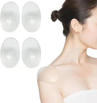 Produktbild von Silikon-Schulterpolster - Selbstklebend - Wiederverwendbar - Transparent - Bequem - Strapazierfähig - Schulterpads