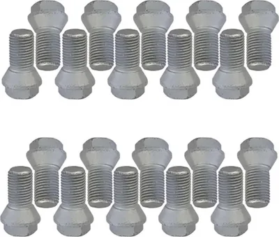 Immagine prodotto di 20x bullone ruota M14x1,5 collare conico 60° argento 21 mm | chiave 17 mm