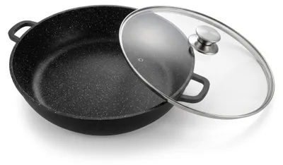 Produktbild von Ø36 cm Bräter Bratpfanne Servierpfanne Schmorpfanne Induktion Glasdeckel Kasserolle