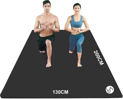 Imagen del producto de Esterilla de yoga XXL de 200x130 cm, alfombra de gimnasia de gran tamaño, disponible en grosores de 10 mm, 15 mm o 20 mm