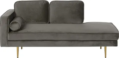 Produktbild von BELIANI Chaiselongue Linksseitig Taupe Samt mit Goldenen Metallbeinen Lehne Kissen Nackenrolle Modern Récamiere Liegesofa für Wohnzimmer