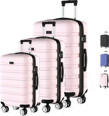 Immagine prodotto di Voyagoux® REVELATION - Set di valigie da viaggio - 3 pezzi - Trolley - Rosa - Chiusura TSA