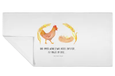 Produktbild von Mr. & Mrs. Panda gesichtshandtuch Huhn Stolz - Weiß - Geschenk, Hof, Spruch, Frotteehandtuch, gesichtstuch, Bauernhof, Handtuch 50x100, Eier, Geburt, Flauschtuch