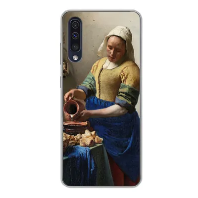 Produktbild von MuchoWow® Handyhülle Schutzhülle Hülle für Samsung Galaxy A50 Das Milchmädchen - Gemälde von Johannes Vermeer Silikon Softcase Handy Hülle - Mobiltelefonhülle