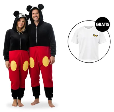 Obrázek produktu pro Onesie Kigurumi pyžamo Mickey Mouse maškarní kostým S: 145 - 155cm + Oversize tričko S