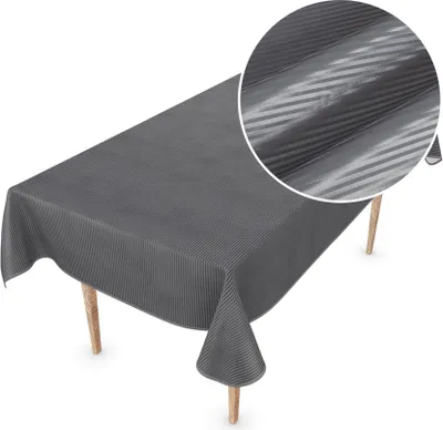 Produktbild von Tischdecke Wachstuch Premium Gestreift Schwarz Robust Wasserabweisend Breite 155 cm Länge 350 cm