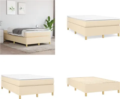 Produktbild von vidaXL Boxspringbett Creme 120x200 cm Stoff - Boxspringbett - Boxspringbetten - Bett - Schlafzimmermöbel