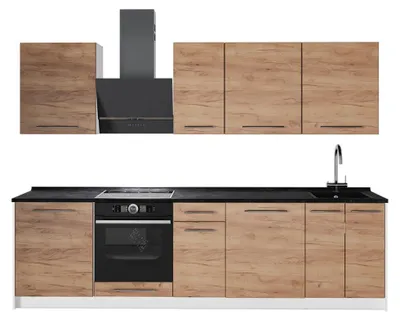 Image de Cuisine Vicco Fame-Line Chêne de force doré/Blanc 280cm, PT Anthracite, Model 62946