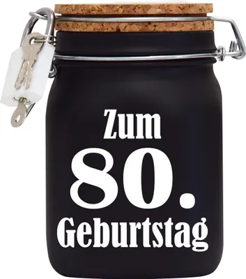 Produktbild von Spardose Geld Geschenk Ideen 80. Geburtstag Schwarz Größe L 1 Liter