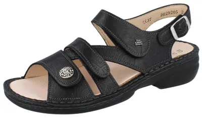 Zdjęcie produktu dla Finn Comfort Gomera buty damskie, wygodny sandał, skóra, czarny - sandał damski, wygodna / luźna wkładka, czarny, skóra (arabeska)