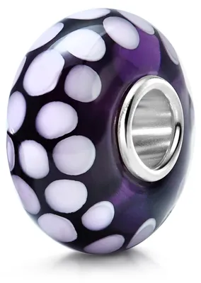Produktbild von MATERIA by Matthias Wagner Glas Bead lila mit helllila weißen Punkten für Beads Armband / Kette 1254