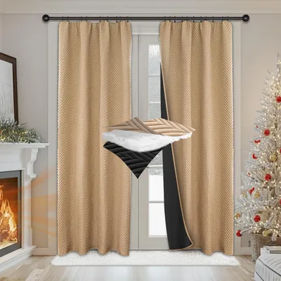 Samt-Paneelvorhänge 2er-Set, H 260 x B 140 cm, beige