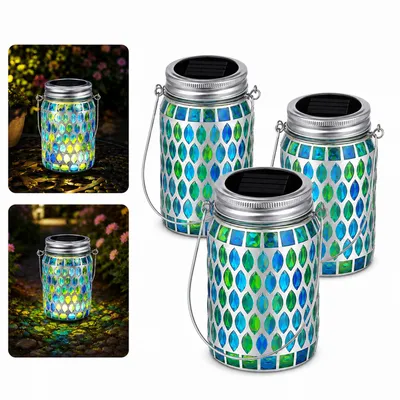 Produktbild von Mosaik-Solar-Hängelampe, Outdoor-Gartenlicht, Weihnachtsgeschenk für Frauen, Mütter, Großmütter, Halloween-Deko,für Garten,Terrasse,Wege,Hof (3 Stück)