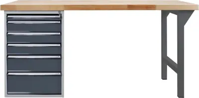 Produktbild von ADB Werkbank  anthrazitgrau, lichtgrau 6 Schubladen 150,0 x 75,0 x 85,0 cm