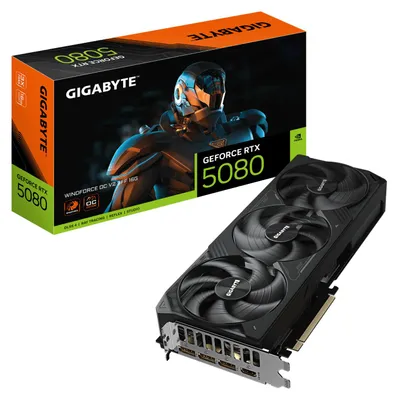 Image de GIGABYTE GeForce RTX 5080 WINDFORCE OC SFF 16G – Carte graphique, 16GB GDDR7, 256bit, PCI-E 5.0, 2670MHz Core Clock, 3 × DP 2.1b, 1 × HDMI 2.1b, DLSS 4, GV-N5080WF3OCV2-16GD