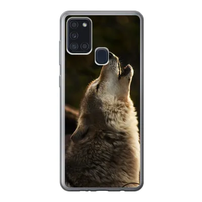 Produktbild von MuchoWow® Handyhülle Schutzhülle Hülle für Samsung Galaxy A21s Wolf - Grau - Tiere Silikon Softcase Handy Hülle - Hartschale