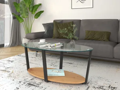 Produktbild von Couchtisch aus Glas / Eiche