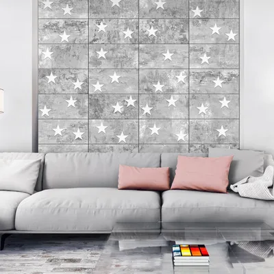 Produktbild von PURO TAPETE selbstklebend 10m Wandtattoo dekorative Möbelfolie Dekorfolie Fotofolie Panel Wandaufkleber Wandposter Wandsticker - Sterne Beton f-A-0377-j-b