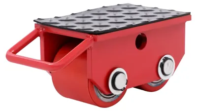 Produktbild von 2,5T Schwerlastmaschinenroller, Schwerlastfahrwerk mit 2 360° schwenkbaren Lenkrädern, Industrieroller für den Möbeltransport (Rot)