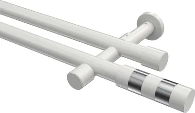Produktbild von Interdeco Gardinenstange / Vorhangstange Weiß, Typ Prestige Mavell (Zylinder Bicolor) ohne Ringe, 20 mm Ø 2-läufig, 480 cm