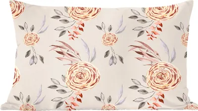 Produktbild von MuchoWow® Zierkissen Sofakissen Wohnzimmer Dekokissen 50x30 cm Rosen - Blumen - Gold - Muster - Wohnzimmerdekoration - Polster mit Photo