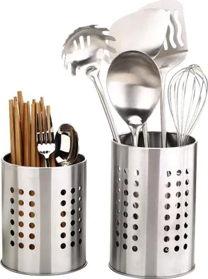 Produktbild von Küchenutensilienhalter aus Edelstahl, rostfrei, groß, Küchenutensilien-Organizer, Besteckkorb zum Organisieren von Schubladen und Arbeitsplatten für alle Küchen, 2 Stück
