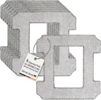 8 Reinigungspads für Fensterreinigungsroboter W3, Mikrofaser, 24 x 24 cm