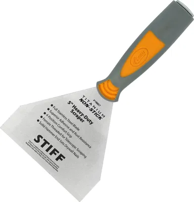 Produktbild von Clauss Spachtel 5" (12,7 cm) mit starrer, geschliffener Klinge in Profiqualität | Titanium Bonded Edelstahlklinge mit Antihaftbeschichtung | rutschfester, ergonomischer Griff | ideal zum Schaben und Kratzen | 18857
