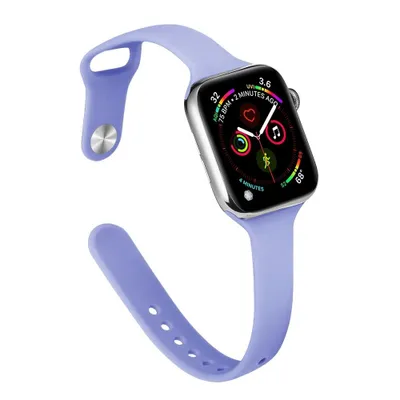 Produktbild von FFO2World schlankes Silikonarmband für Apple Watch 42/41/40/38 mm – Elegantes, leichtes Armband kompatibel mit Apple Watch SE & Serie 1–11 – Lila