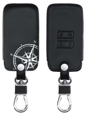 Produktbild von kwmobile Autoschlüssel Hülle kompatibel mit Renault 4-Tasten Smartkey Autoschlüssel (nur Keyless Go) - Kunstleder Schutzhülle Schlüsselhülle Kompass