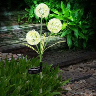Zdjęcie produktu dla Lampa solarna LED, dmuchawiec żółty, stal nierdzewna, wys. 75 cm
