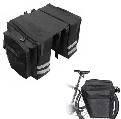 Productafbeelding van Ibenzoa® Achterwiel fietstas voor bagagedrager – dubbel, waterdicht (600D), 30 liter, zwart, 31,5 x 16 x 31,5 cm, afneembaar