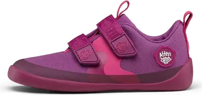 A single purple and pink children's shoe is shown against a white background.