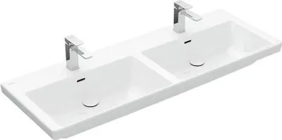 Produktbild von Villeroy & Boch Subway 3.0 Schrank-Doppelwaschtisch, ohne Hahnloch, ohne Überlauf, ungeschliffen, 1300x475mm, 4A71D3R1