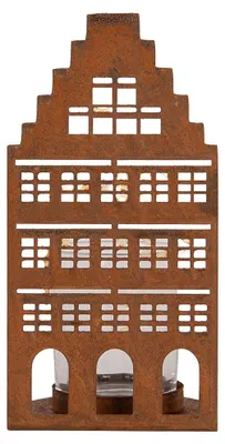 Obrázok produktu pre Držiak na čajové sviečky Clayre & Eef, model "Haus", 8x8x15 cm, hnedý, kov
