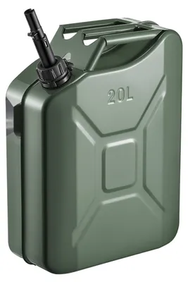 Produktbild von Kraftstoffkanister - Benzinkanister 20 Liter aus Metall - Mit Ausgießer - Komfortgriff - Durchflussrate 6 l/min - Auslaufsicher - Korrosionsbeständig - Schwarz