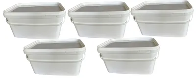 Produktbild von SILPLAST Eimer rechteckig mit Deckel 3L x 5 Kunststoffeimer 3 Liter lebensmittelecht stapelbar Plastikeimer leer Weiß