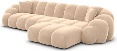 Produktbild von Samtstoff L-Form Sofa Liora Beige Rechts