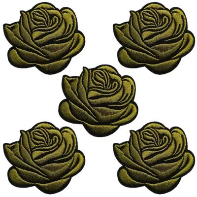Aufbügel-Patch, 5 Stück, Blumen-Stickerei, 60 x 55 mm
