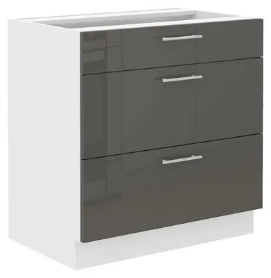Produktbild von Unterschrank 80 Lara Grau Hochglanz Küchenzeile Küchenblock Küche Soft-Close