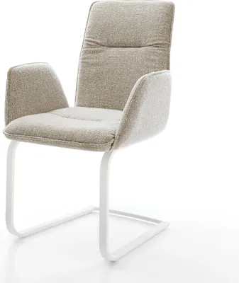 Produktbild von DELIFE Freischwinger Vinja-Flex Webstoff Soft Beige Freischwinger flach Weiß