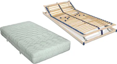 Produktbild von SPAR-SET bestehend aus: ki-Pure Komfort-Flex-Pur 5-Zonen Tonnentaschenfederkernmatratze in 90 x 200 cm im Härtegrad mittelfest – plus Lattenrost Malie Olympus 28 KF verstellbar in 90 x 200 cm – fertig montiert + fertig montiert und