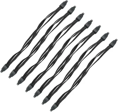 Produktbild von 7er Pack 65cm Fahrrad Gepäckspanner | Spanngurt Gepäckträger Set | Fahrradträger Spanngummi | Gepäckgummi mit 2 Haken | Gepäckspanner schwarz-weß - Expander Spannseil Fahrradgurt zur Ladungssicherung