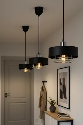 Produktbild von LUXOLAR -  Pendelleuchte Schwarz Chrom E27 60 W - Hängelampe für Wohnzimmer, Küchen - Loft Design