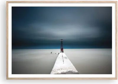 Produktbild von Gerahmtes Poster - Rahmen in heller Eiche - Turm Strand Himmel - 100x70 cm - Wand Bild - Wanddeko - Wandbilder - Kunstposter - Wandposter - Bilderrahmen - Bilder - Kunstdruck - P2NAA100x70-4988
